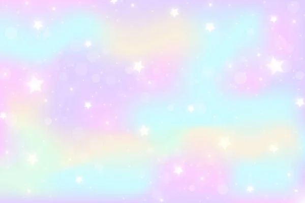 Φανταστικό Φόντο Ολογραφική Απεικόνιση Παστέλ Χρώματα Πολύχρωμος Ουρανός Αστέρια Και — Διανυσματικό Αρχείο