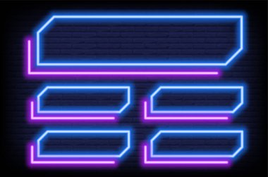 Neon quiz oyunu şablonu. Okulda bilgi sınavı için dört seçenek, TV programı. Vektör İllüstrasyonu 10 eps.