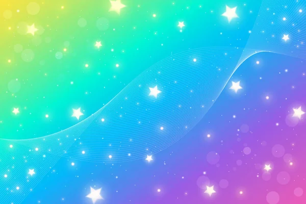 全息幻想彩虹背景 带星星的独角兽的抽象天空 神奇的风景 抽象的魔法图案 矢量说明 — 图库矢量图片