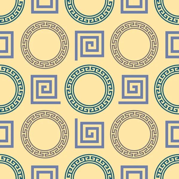 Círculo padrão sem costura grega com bordas redondas meandro. Vetor EPS 10. — Vetor de Stock