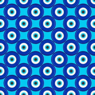 Kem göz kusursuz desen. Türkiye ve Yunanistan 'da koruma sembolü. Geçmişi mavi nazar tılsımlarıyla dolu. Vektör tılsımı