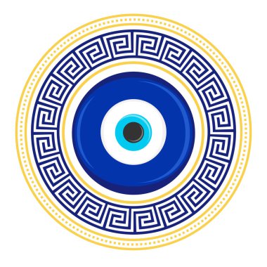 Evil eye amulet. Blue oriental talisman. Turkish and greek symbol of protection. Glass nazar vector illustration.