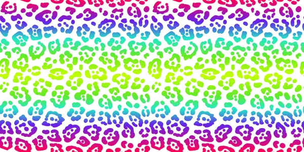 Patrón sin costura de leopardo de neón. Fondo manchado de color arco iris. Vector animal print. — Vector de stock