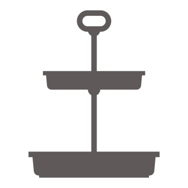 Düz simge şeklinde pasta standı. Meyve ve tatlı için boş tepsi. Vektör silueti