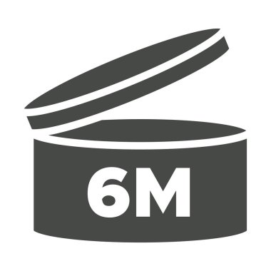 6 m Pao vektör sembolü. Simgeyi açtıktan sonraki dönem. Kozmetik açık hayat rafı. Kozmetik ürünlerin son kullanma tarihi