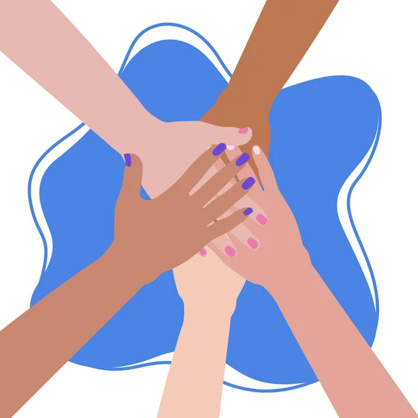 Nsanlar Ellerini Birleştiriyor Birlik Destek Jesti Destek Kavramı Takım Çalışması — Stok Vektör