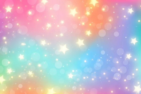 Fantasy Stars Unicorn Abstract Background Stars Purple Rainbow Sky Glitter — Stockvektor