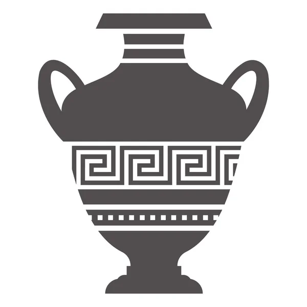 Greek Vase Silhouette Ancient Amphora Pot Meander Pattern Glyph Illustration — Vettoriale Stock