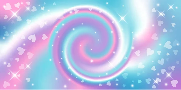 Rainbow Swirl Background Stars Hearts Radial Gradient Rainbow Twisted Spiral — стоковый вектор