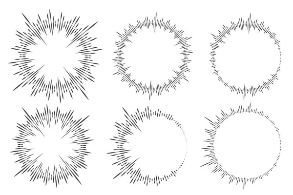 Circular Music Sound Equalizer Circle Audio Waves Abstract Radial Radio — ストックベクタ