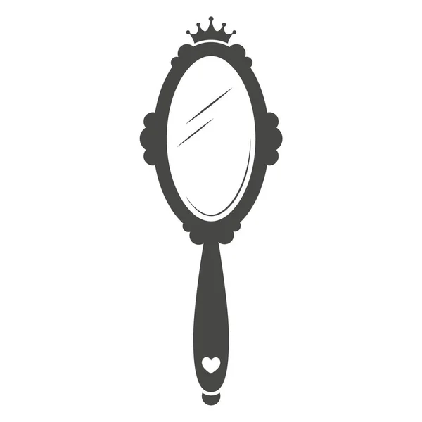 Vintage Princess Hand Mirror Royal Style White Background Retro Frame — Stock vektor