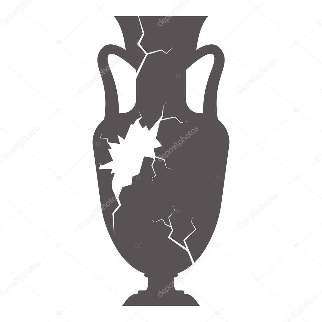 Broken greece vase. Ancient pottery isolated on white background. Vector illustration