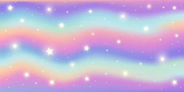 Rainbow Fantasy Background Holographic Illustration Pastel Colors Cute Wavy Pattern — ストックベクタ