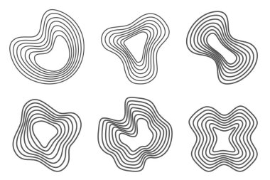 Tree rings organic patterns. Topography line circles. Nature wavy contour shapes. Topographic vector icons