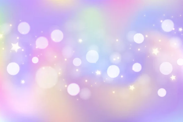 Rainbow Unicorn Background Pastel Gradient Color Sky Glitter Bokeh Magic — Stockový vektor