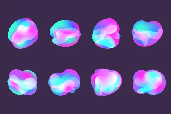 Liquid Gradient Shapes Fluid Abstract Color Backgrounds Holographic Organic Designs — Stok Vektör