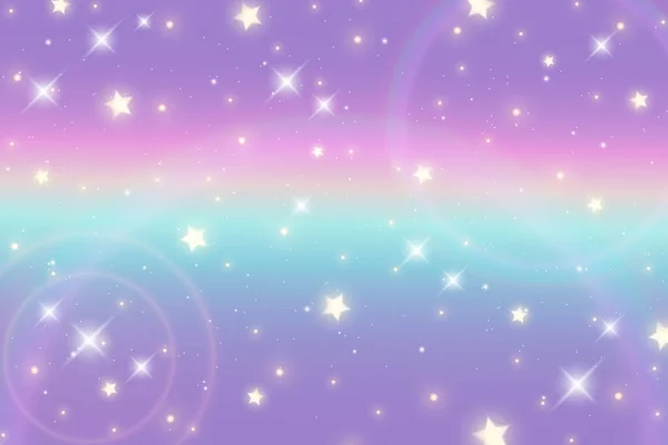 Holographic Unicorn Background Iridescent Rainbow Glitter Gradient Pastel Sky Sparkles — Stok Vektör