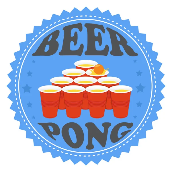 Beer Pong Stamp Tournament Vector Illustration White Background — ストックベクタ