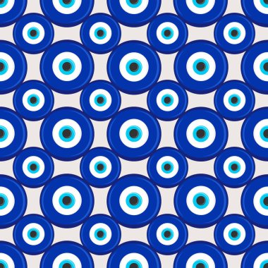 Evil eye ethnic pattern. Mystic greek blue amulet. Turkish traditional print. Symbol of protection. Vector seamless background