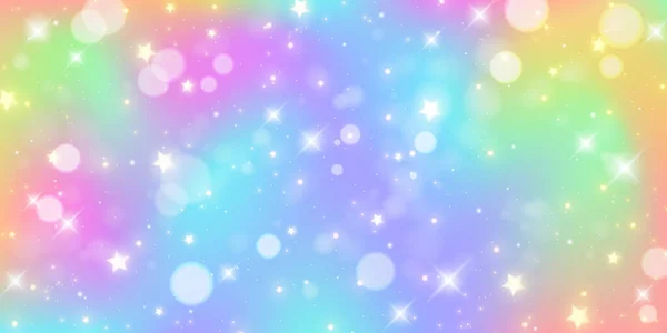 Rainbow Background Pastel Color Abstract Pattern Bokeh Stars Unicorn Fantasy — Stockový vektor