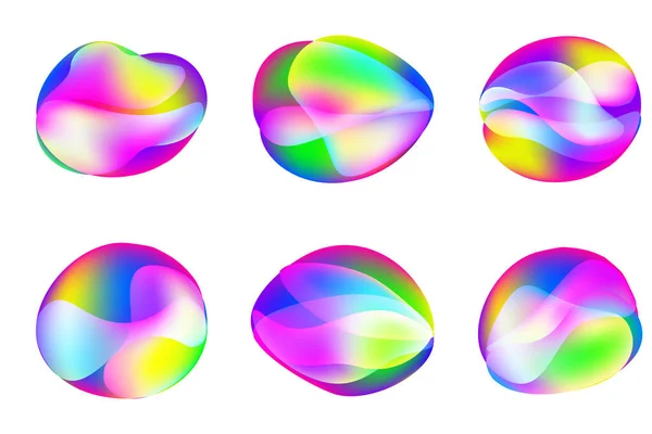 Liquid Gradient Shapes Fluid Abstract Color Backgrounds Holographic Organic Designs — Image vectorielle