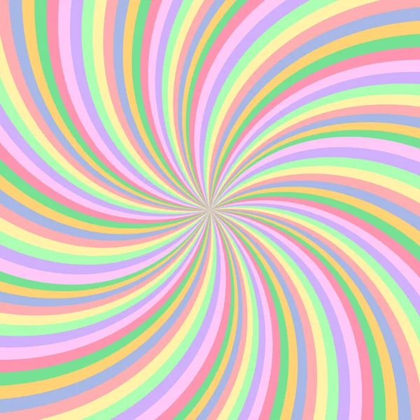 Regenbogenwirbel Hintergrund Radialer Pastellfarbener Regenbogen Aus Gedrehter Spirale Vektorillustration — Stockvektor