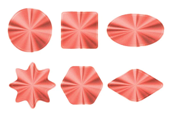 Stickers Rouges Réglés Timbres Gradient Étiquette Badges Texturés Métal Feuille — Image vectorielle