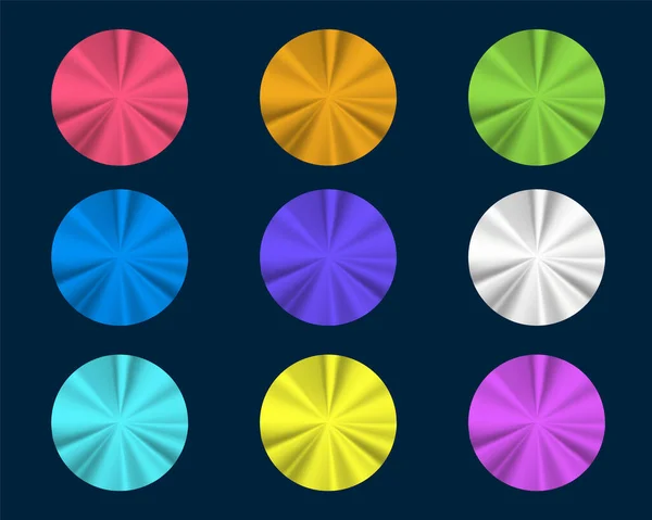 Ensemble Dégradé Radial Métal Multicolore Stickers Feuille Ronde Étiquettes Circulaires — Image vectorielle