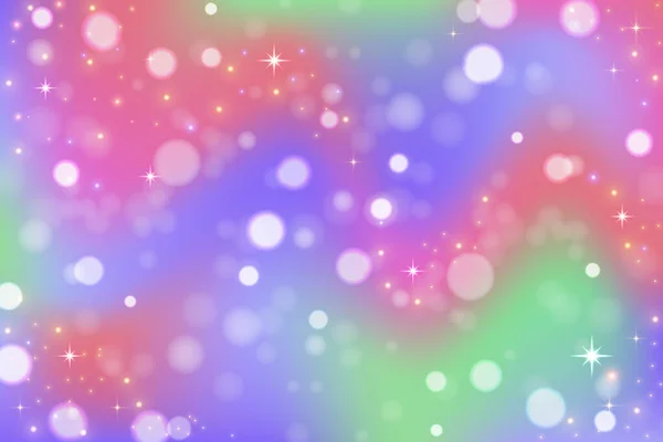 Rainbow Unicorn Background Pastel Gradient Color Sky Glitter Bokeh Magic — Wektor stockowy
