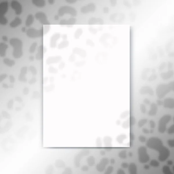 Mock Empty Paper Blank Reflected Cheetah Print Shadow Window Realistic — Stok Vektör