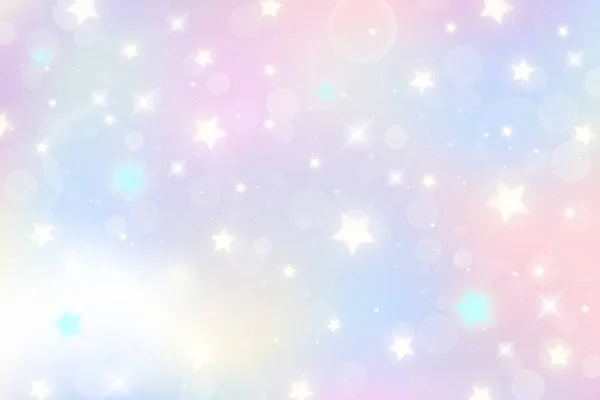 Fantasy Watercolor Illustration Rainbow Pastel Sky Stars Abstract Unicorn Cosmic — Stok Vektör