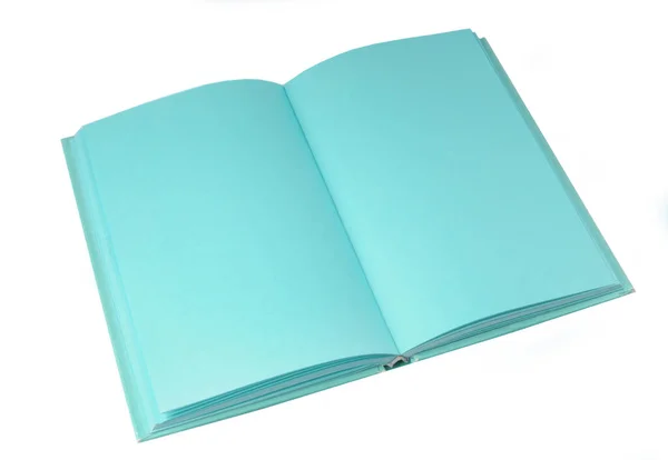 Opened Book Blank Sheets Green White Background — Stock Photo, Image