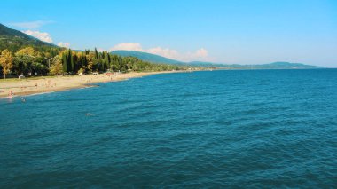 Berrak bir yaz gününde Abhazya kıyılarına ve dağlarına bakan huş ağacı ılık denizi..