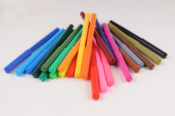 Set Colored Markers Light Background Close — Stock Photo, Image