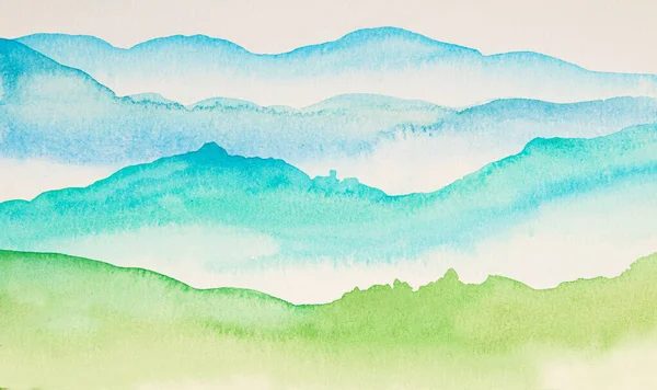 Aquarelle Fond Abstrait Dans Des Tons Bleus Qui Rappellent Les — Photo