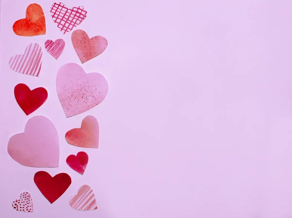 Hearts Different Sizes Coloring Pink Background — Stock Photo, Image