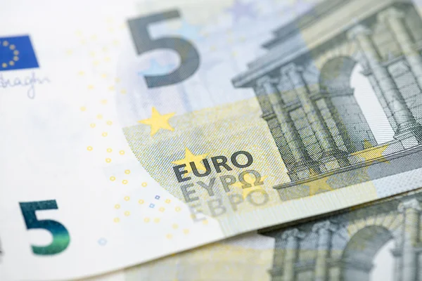 Vijf euro-bankbiljetten Rechtenvrije Stockfoto's