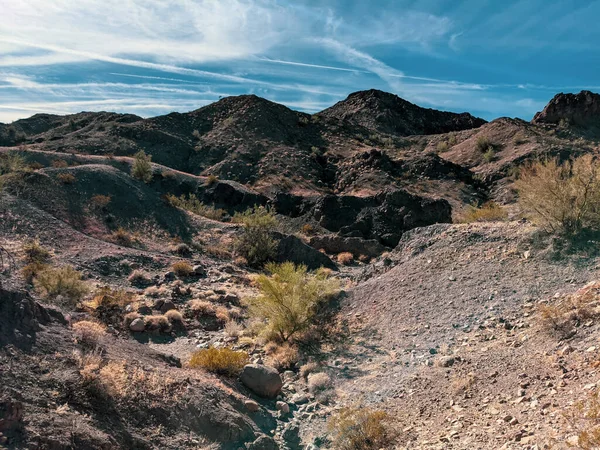 Sara Caminhadas Trilha Através Dos Cânions Torno Lago Havasu Arizona — Fotografia de Stock