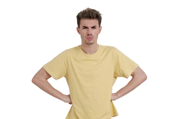Young Caucasian Man Angry Looking Camera Isolated White Background — Stock Fotó
