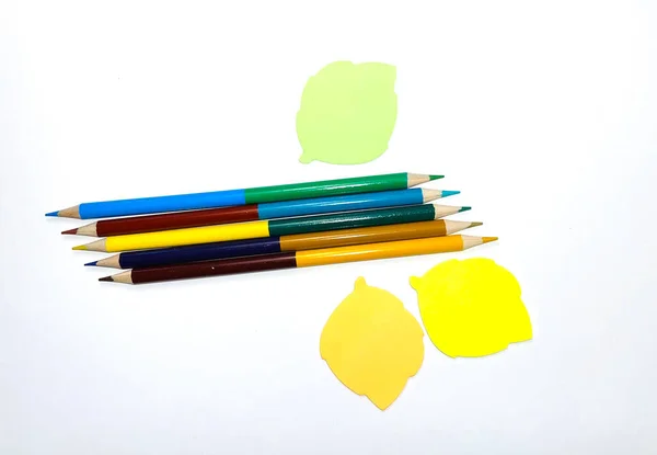 Colored pencils for drawing, stickers,