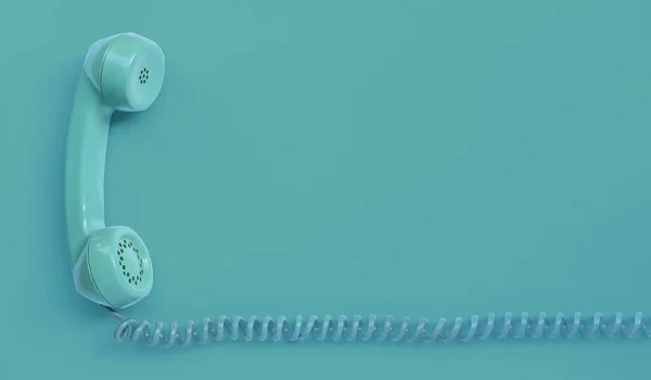 Blue Green Vintage Dial Telephone Handset Blue Background — Φωτογραφία Αρχείου