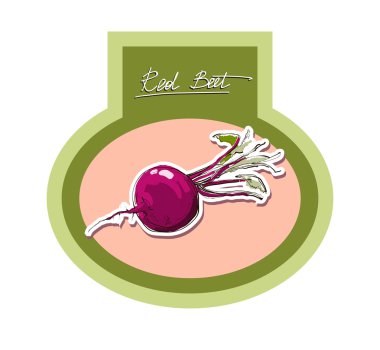 vektör el çizimi bir güzel sticker etiket kırmızı pancar