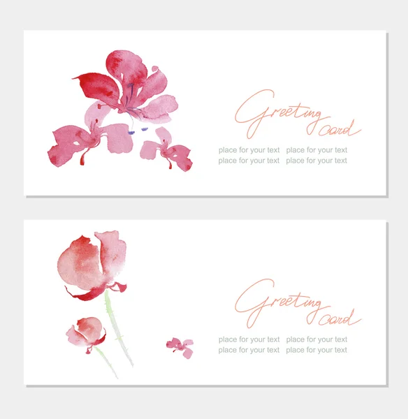 Tarjeta de felicitación floral con hermosas harinas rosadas — Vector de stock