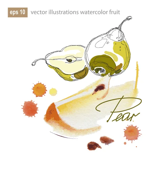 Vektoros illusztráció sor akvarell gyümölcsök — Stock Vector