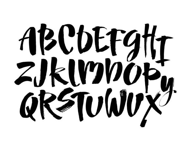 Vector Acrylic Brush Style Hand Drawn Alphabet Font Alfabet Kaligrafi - Stok Vektor