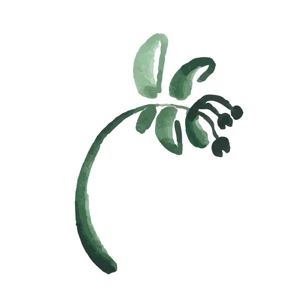 伊孔病媒叶 生态自然健康的概念 绿色自然植物的象征 标志的设计 在白色背景上孤立的现代笔墨插图 — 图库矢量图片