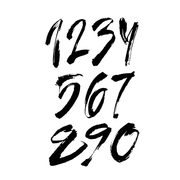 Conjunto Vectores Acrílico Caligráfico Números Tinta Abc Para Diseño Letras — Vector de stock