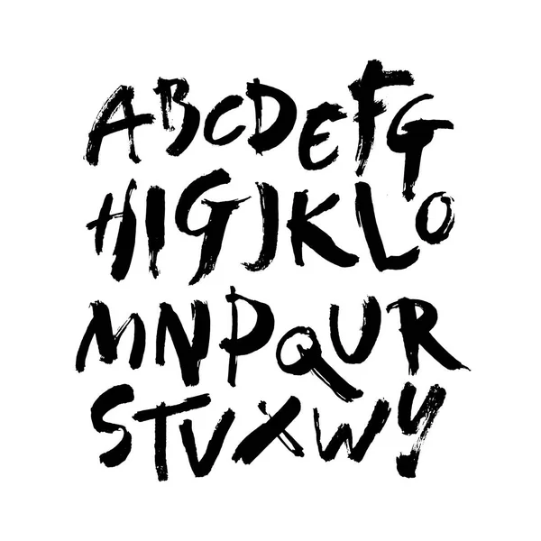 Vector Acryl Pinsel Stil Handgezeichnete Alphabet Schrift Kalligraphie Alphabet Auf — Stockvektor