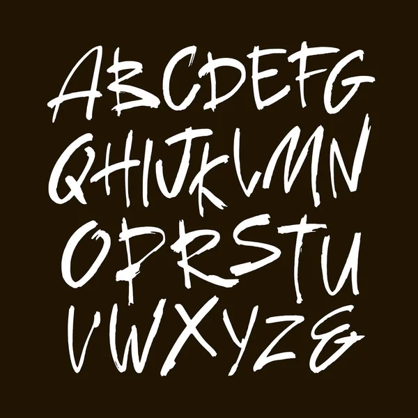 Vector Acrylic Brush Style Hand Drawn Alphabet Font Alfabet Kaligrafi - Stok Vektor