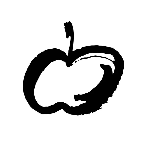 Icona Dello Schizzo Vettoriale Apple Isolata Sullo Sfondo Illustrazione Pennello — Vettoriale Stock